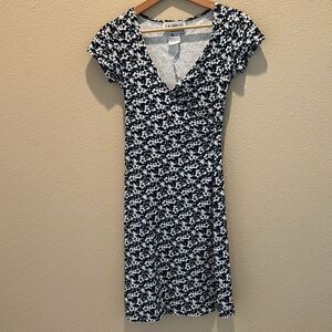 Vintage Floral Navy Hawaiian Dress size small made in the USA